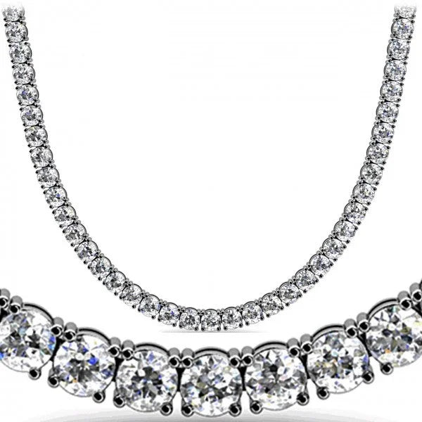 18K WHITE GOLD ROUND BRILLIANT DIAMOND TENNIS NECKLACE